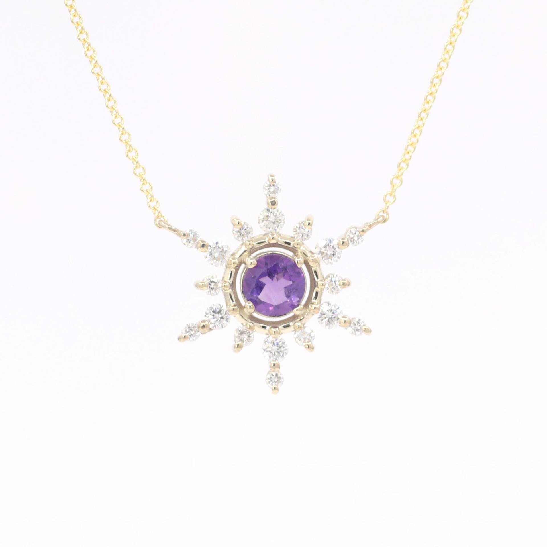 14K Amethyst Diamant Schneeflocke Halskette/Anhänger Rose Gold von DiamondFineJewelry