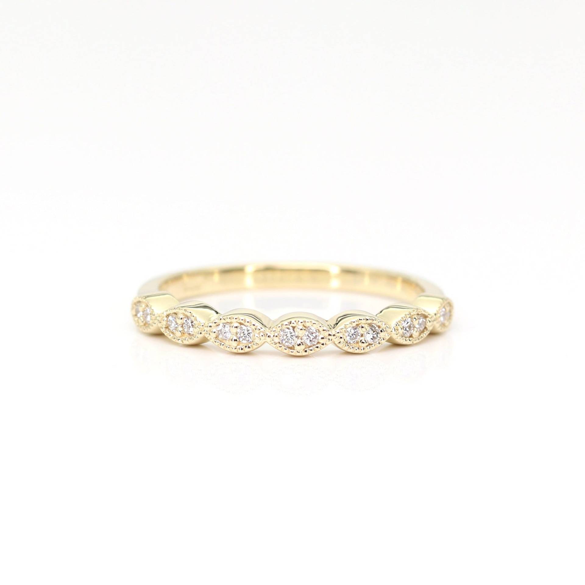 14K Diamant Art Deco Ehering/Band Stapelbares Stapelring Versprechen Ring von DiamondFineJewelry