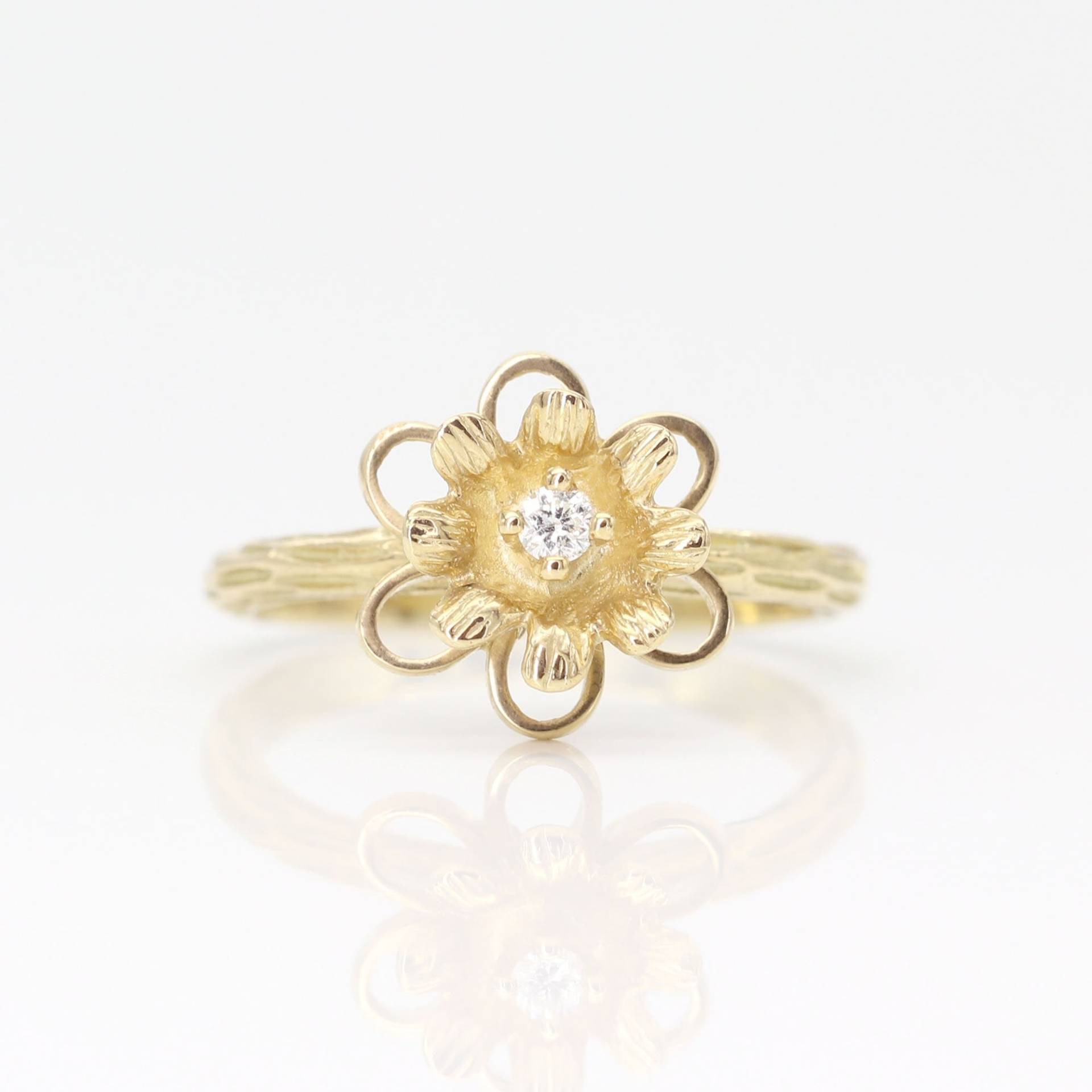 14K Diamant Blumen Braut Ring/Einfacher Verlobungsring Ehering Rose Gold von DiamondFineJewelry