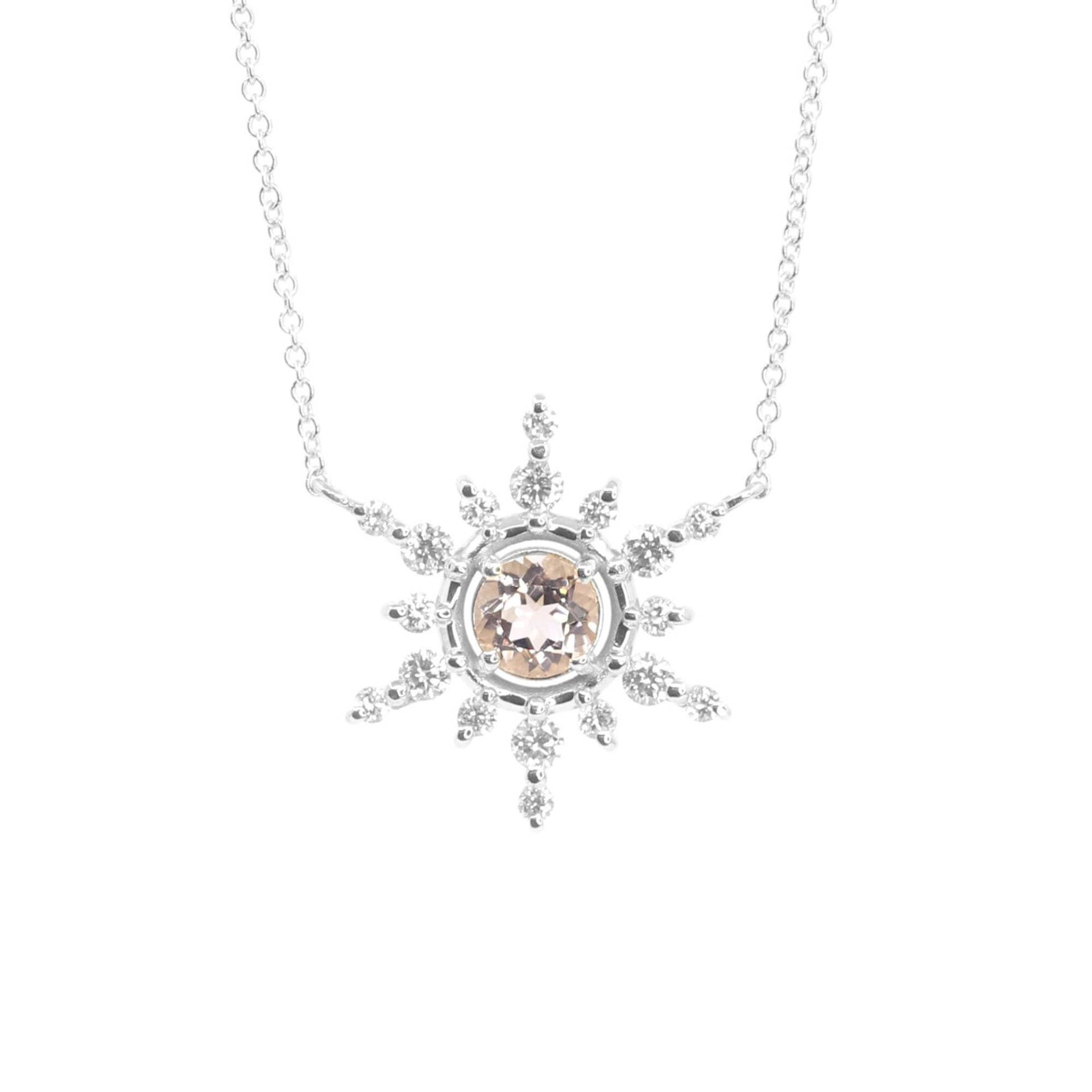 14K Morganit Diamant Schneeflocke Halskette/Anhänger Rose Gold von DiamondFineJewelry