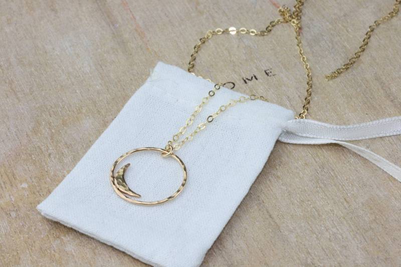Karma Luna Halbmond Halskette Aus 14K Gold Filled | Silber Mond Schmuck Layering Geschenk Für Sie Rose von DiamondFishJewellery