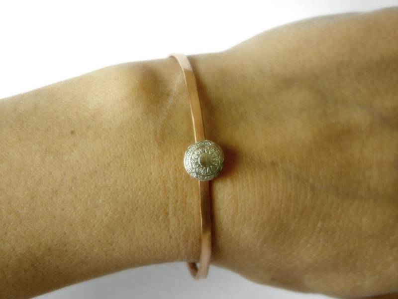 Mandala Armband Silber Manschette | Kupfer Armspange Gold Filled von DiamondFishJewellery