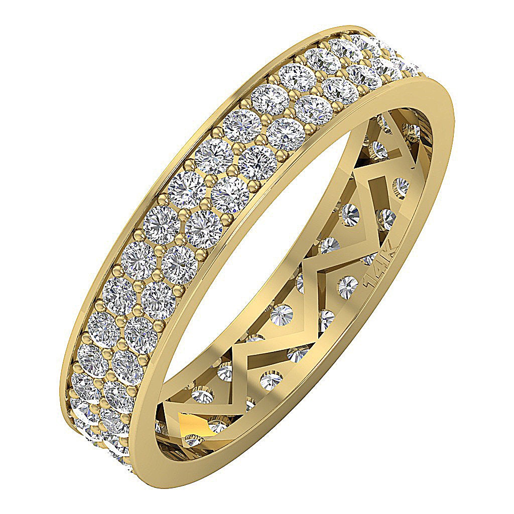 Si1 G 2.00 Karat Echter Diamant Designer Eternity Ehering 14K Weiß Gelb Roségold Pave Setting 4, 25mm von DiamondForGood