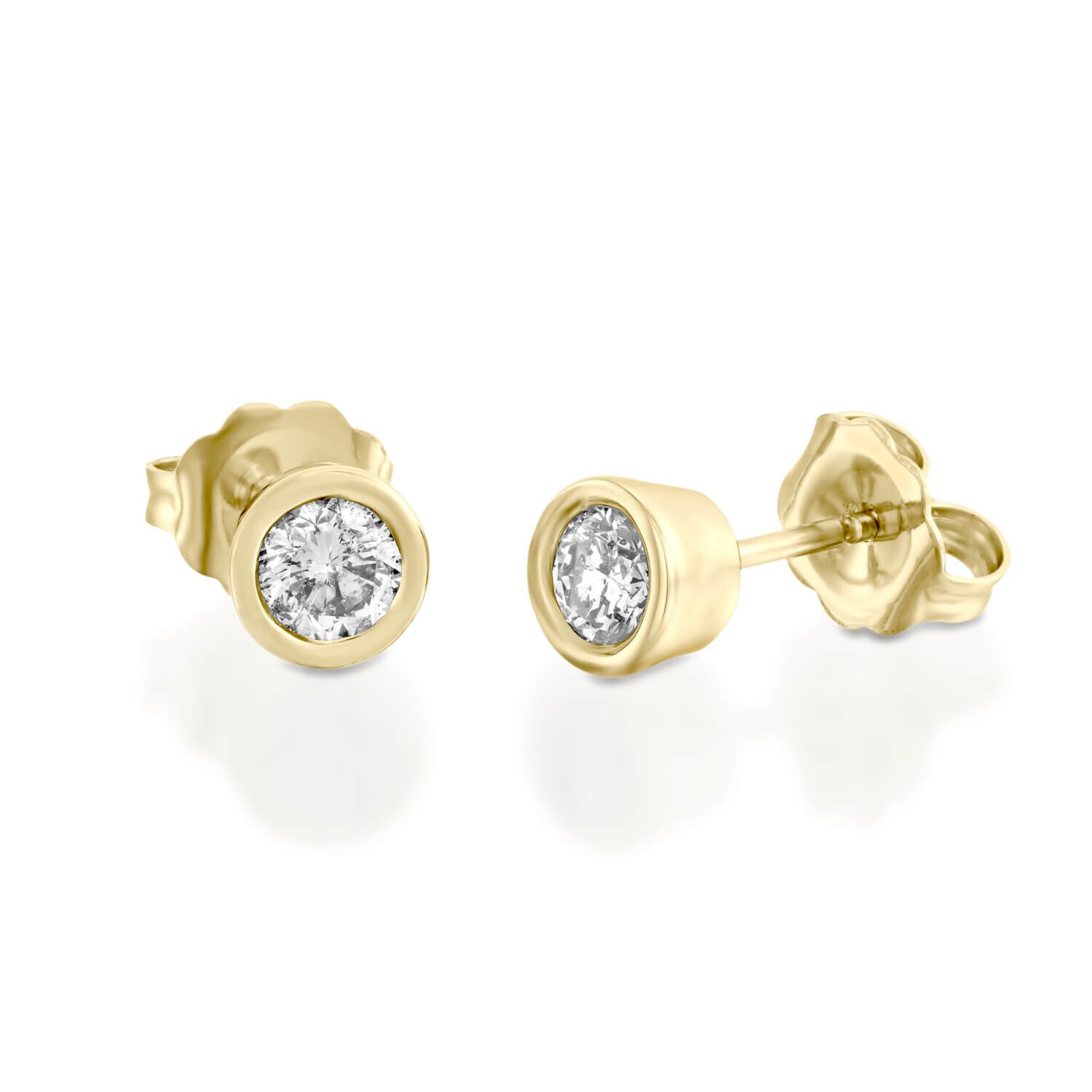 Bezel Set Diamant Ohrringe, Frauen Ohrstecker, Gold Schraubrücken Geschenk Für von DiamondHouseUS