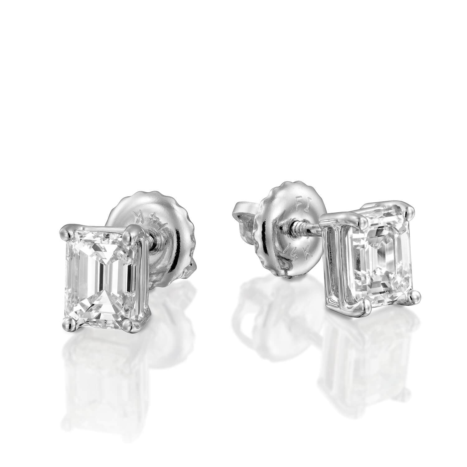 Smaragd Diamant Ohrstecker 1, 00Ct, Solitär Ohrringe, Frauen Ohrstecker, Echte Diamant, Geschenk Für Braut, Ohrringe Verkauf von DiamondHouseUS