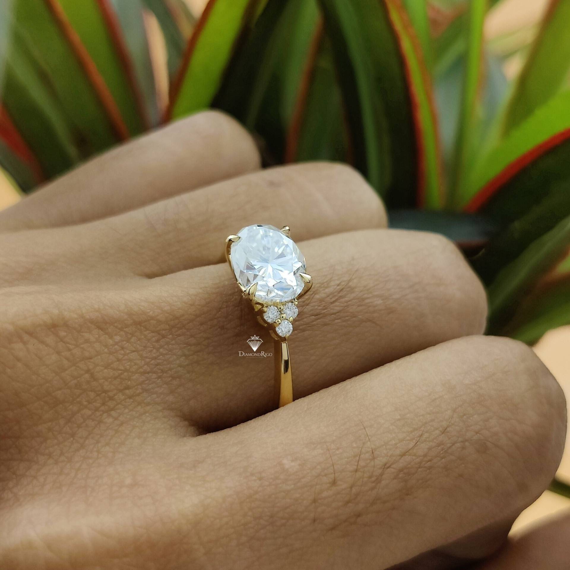 14K Gold, Ovaler Moissanite Verlobungsring, Ehering, Passender Ring, Filigrane Jahrestagsgeschenke, Versprechensring, Eternity Ring von DiamondRigo