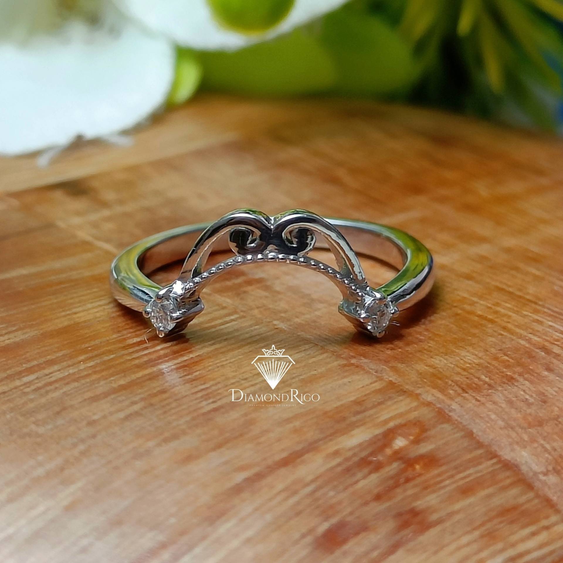 Antikes Passendes Band Für Verlobungsring, Rundes Moissanit Band, Art Deco Ehering Frauen, Versprechensring Sie, Geschenke von DiamondRigo