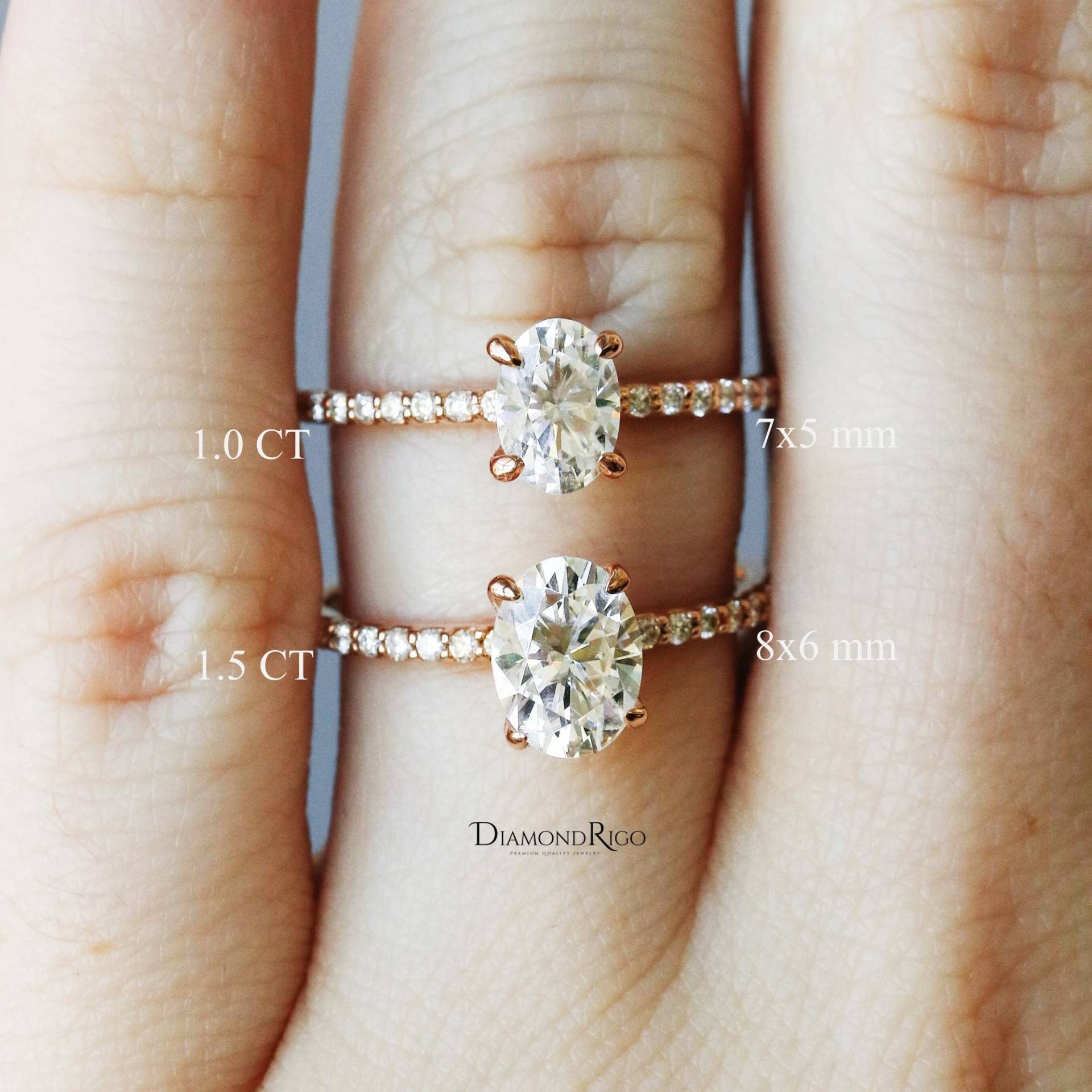 Ovaler Moissanit Ring, Solitär Verlobungsring, 1/1, 5 Ct Zierliche Ovale Ehering Für Frauen, Jahrestag Geschenk 10K/14K/18K Gold Ring von DiamondRigo
