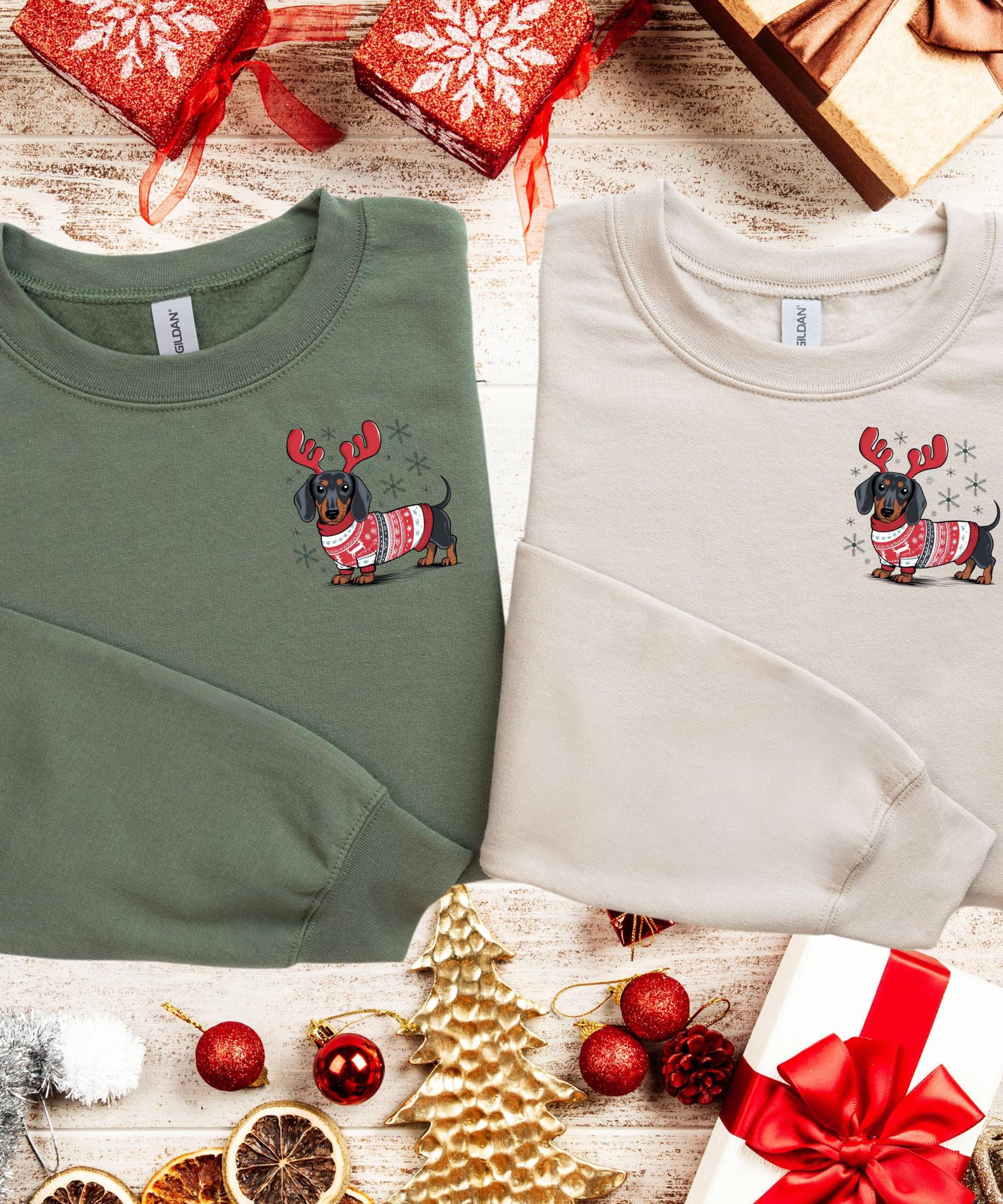 Dachshund Christmas Shirt, Sweatshirt & Baby Bodysuit - Cute Pocket Doxie Holiday Gift | Dog Lover Free Shipping von DiamondWingsDesigns