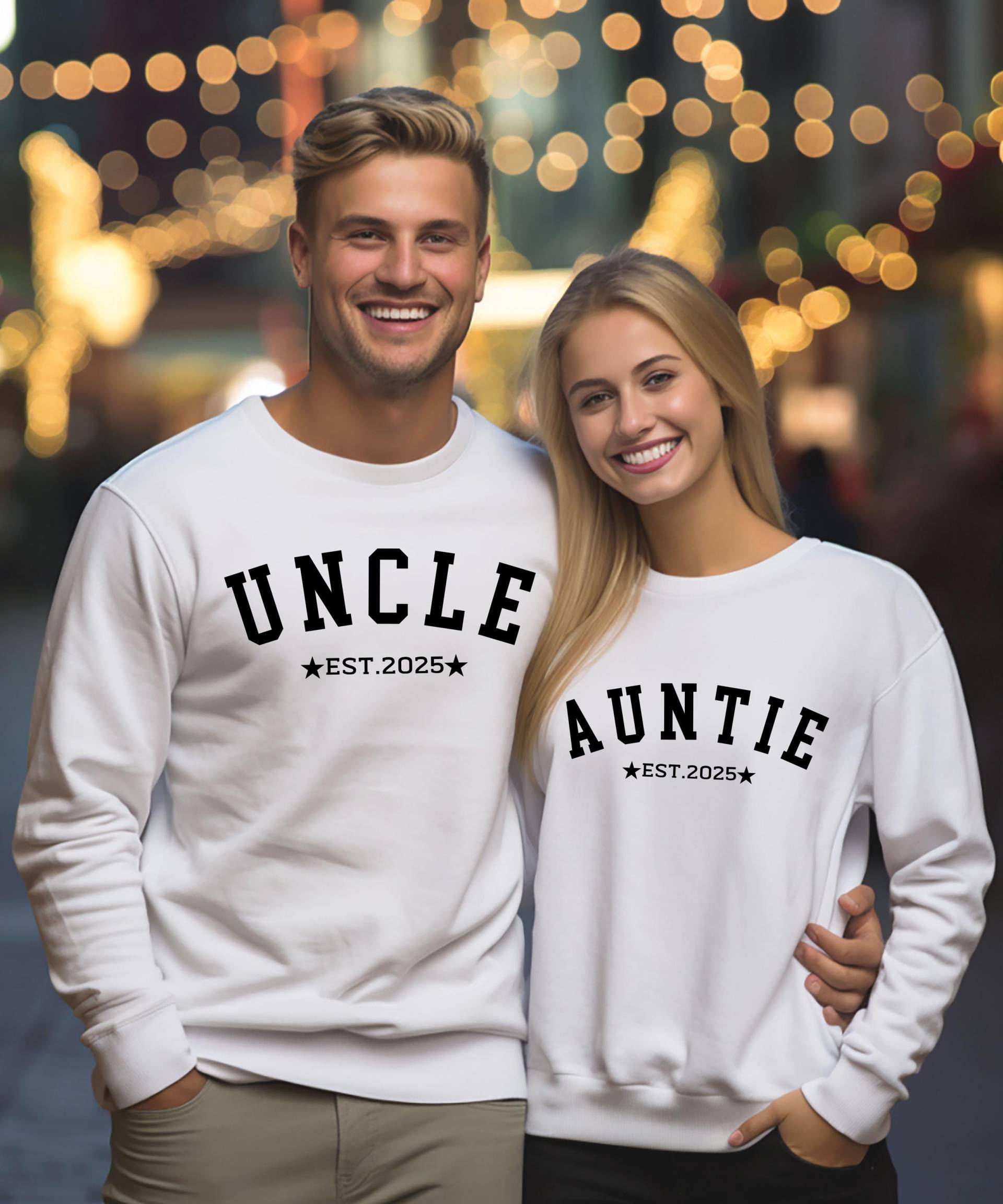 Personalized Auntie Or Uncle Est. 2025 Sweatshirt - Gift For New Aunt Pregnancy Announcement Christmas Sibling von DiamondWingsDesigns