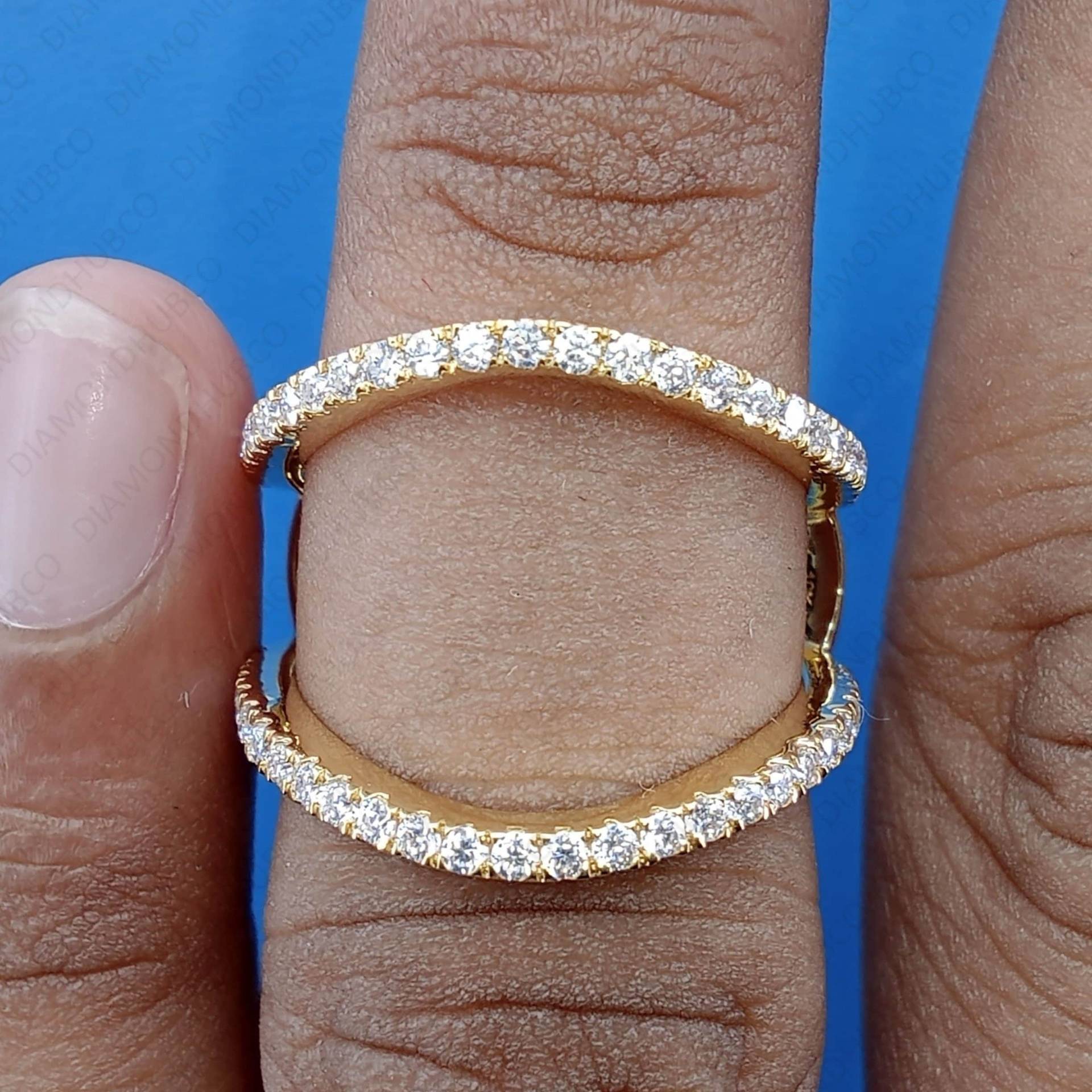 1 Ct Runder Excellent Cut Moissanite Band Ring, Verstärker Schutz Wrap Unterstützung Frauen Braut Hochzeit Band, Ring von DiamondhubCo