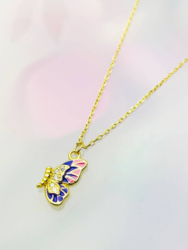 Schmetterling Vergoldet 925 Silber Halskette Mit Zirkonia Halsband Damen Kinder Schmetterling Vergoldet 925 Silber Halskette Mit Zirkonia Halsband Damen Kinder von DiamondiLove