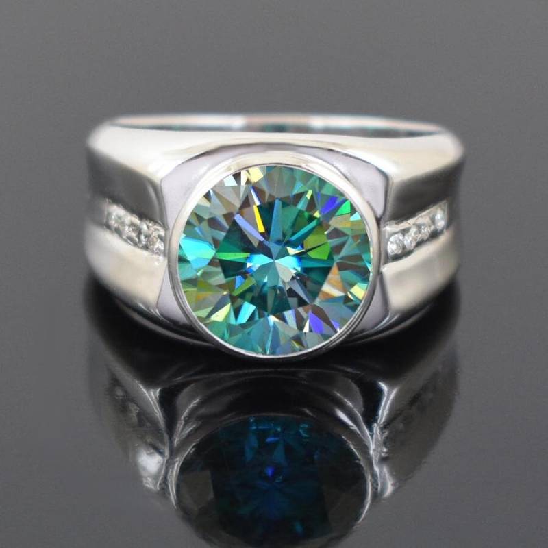 5.00 Karat Blauer Moissanit Ring Mit Eingefassten Diamanten von Diamondking007