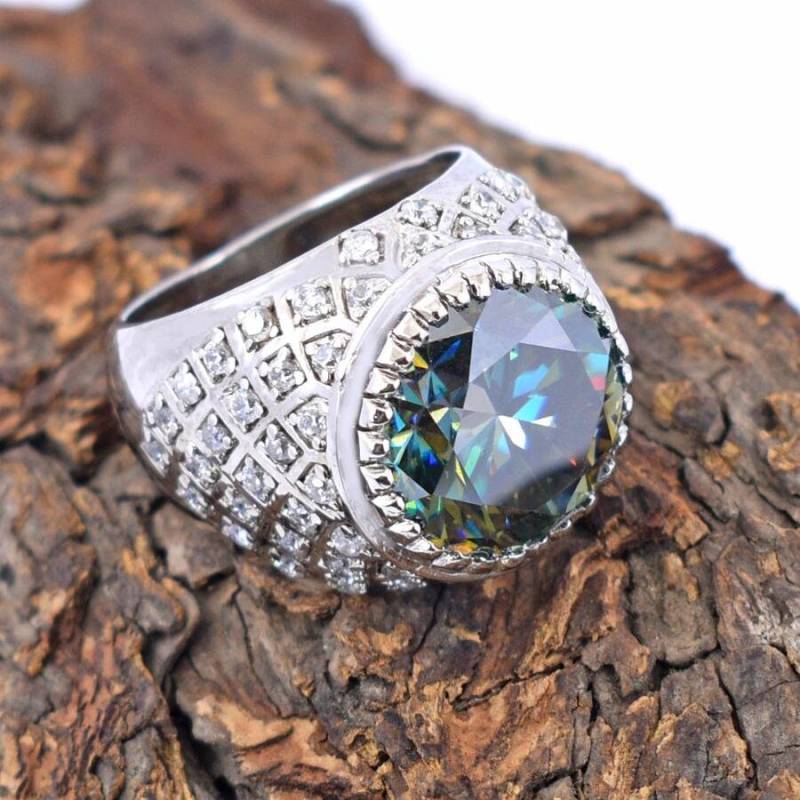 Erstaunlich Design Diamant Ehering 12, 40 Karat Blau Moissanite Schwerer Mit Akzenten in Weißem Finish Ringe Für Freundin von Diamondking007