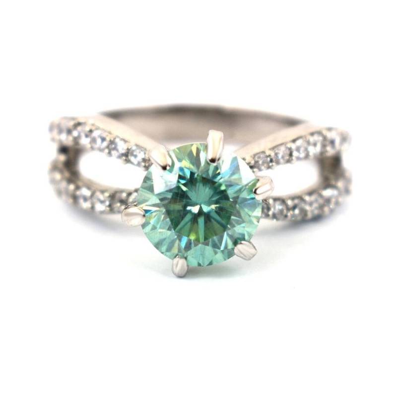 Doppelreihiger Band 2.00 Karat Brillantschliff Blauer Moissanit Diamant Ring in 925Er Silber Mit Weißen Akzenten Tollen Glanz & Lüster An Ihre Frau von Diamondking007