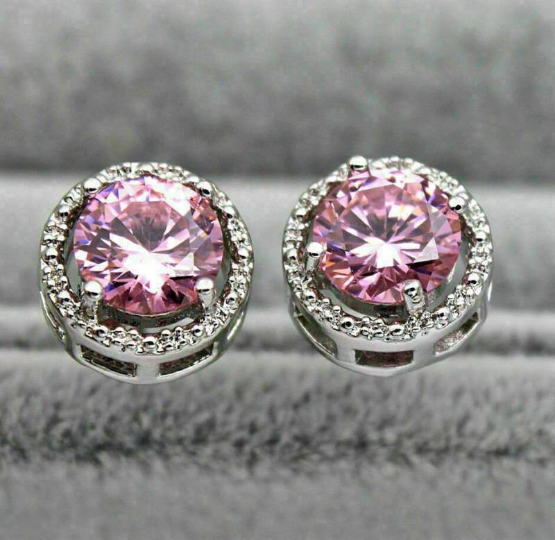 Halo Diamant Ohrstecker Runde Schnitt Ohrringe 2 Ct Precious Zertifizierte Cz Glamourös Und Geschenk Zum Geburtstag Ihrer Liebsten von Diamondking007