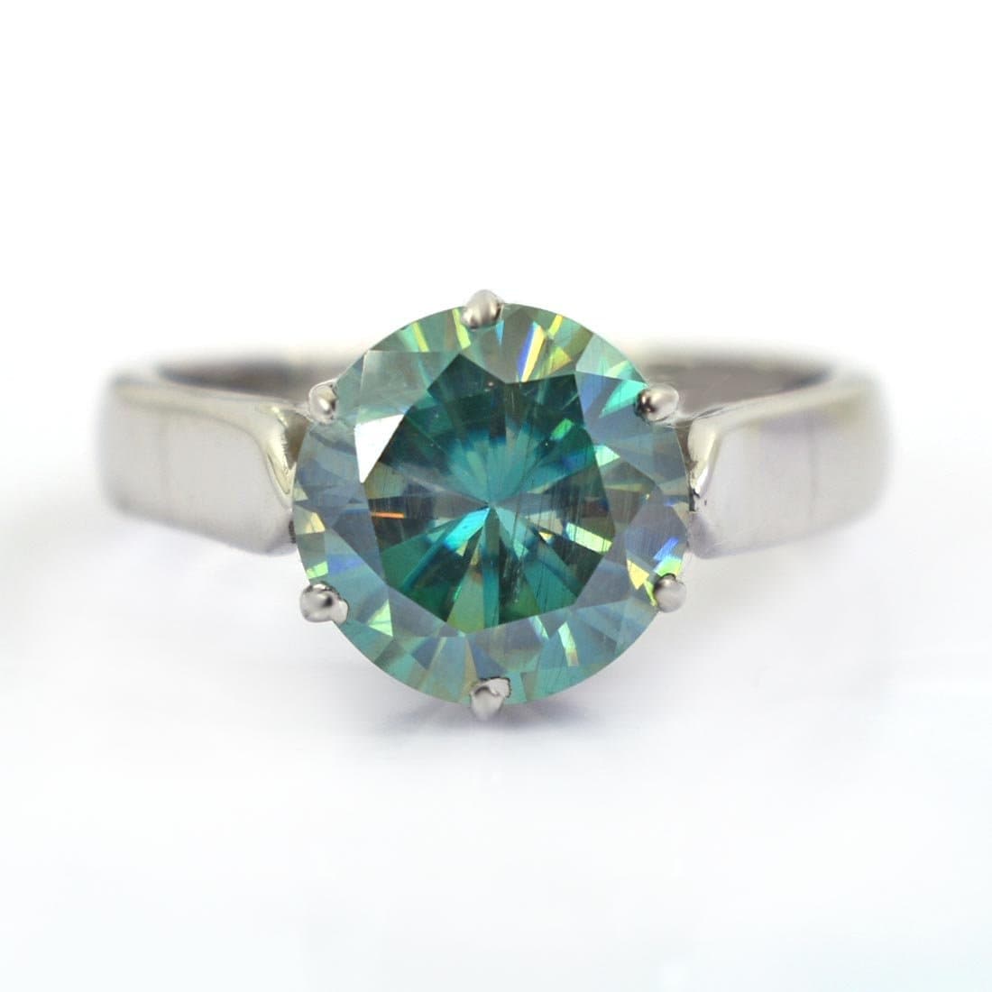 Moissanit Ehering 2, 00 Karat Exklusiver Blauer Diamant Solitär Ring, 100% Zertifizierte Ringe Für Ihren Partner. Rund Geschnittener Ring von Diamondking007