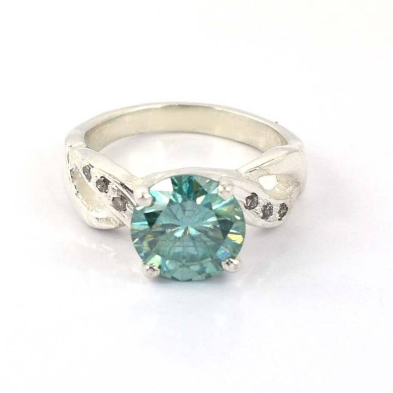 Unendlich Verlobungsring 2.70 Ct Zertifizierte Wunderschöne Blaue Moissanit Diamant Ring Mit Akzenten, Neuestes Einzigartiges Design von Diamondking007