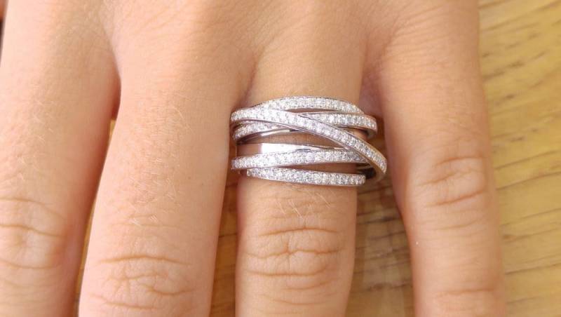 Diamond Anniversary Ring, Women Wedding Band, Multi Band White Gold Arch Ring von DiamondsMine