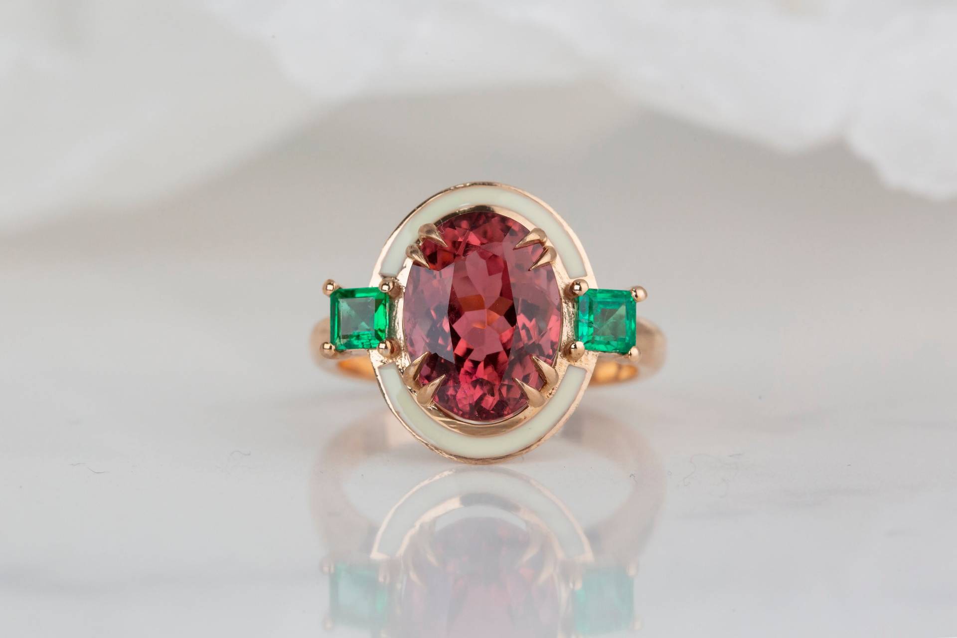 Art Deco Und Cocktail-Stil Ring, 3, 30 Ct Turmalin Smaragd Ring, 14K Gold Oder 925 Sterling Silber Ring von DiamondsVivid