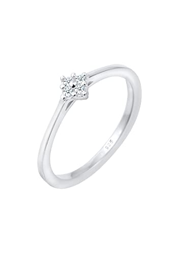 Elli DIAMONDS Ring Damen Verlobung Klassisch mit Diamant (0.06 ct.) in 925 Sterling Silber von DIAMORE