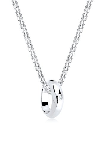 Elli DIAMONDS Halskette Damen Kreis Ring Anhänger mit Diamant (0.005 ct) in 925 Sterling Silber von DIAMORE