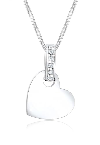 Elli DIAMONDS Halskette Damen Herz Anhänger Liebe Klassisch mit Diamant (0.05 ct.) in 925 Sterling Silber von DIAMORE