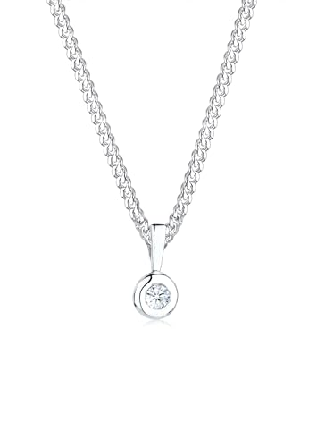 DIAMORE Halskette Damen Halskette Kreis Rund mit Diamant (0.03 ct.) in 925 Sterling Silber 45 cm lang von Elli