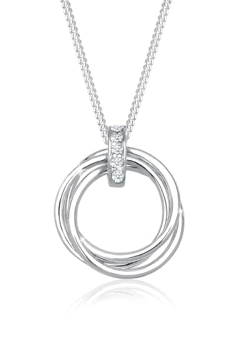 DIAMORE Halskette Damen Kreis Trio Anhänger mit Diamant (0.05 ct.) in 925 Sterling Silber von DIAMORE