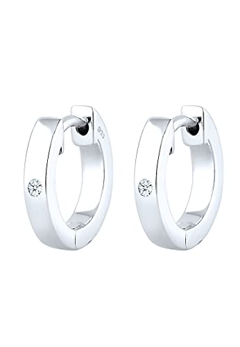 Elli DIAMONDS Earrings Women Creole Basic Diamond (0.03 ct.) in 925 Sterling Silver von DIAMORE