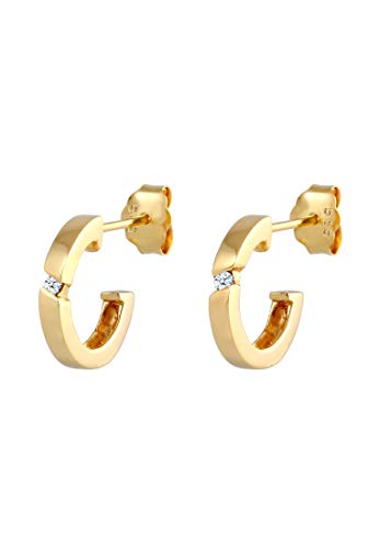 Elli DIAMONDS Ohrringe Damen Creole mit Diamant (0.03 ct.) in 585 Gelbgold von DIAMORE