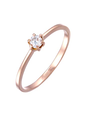 Elli DIAMONDS Ring Damen Solitär Verlobung mit Diamant (0.11 ct.) in 750 Roségold von DIAMORE