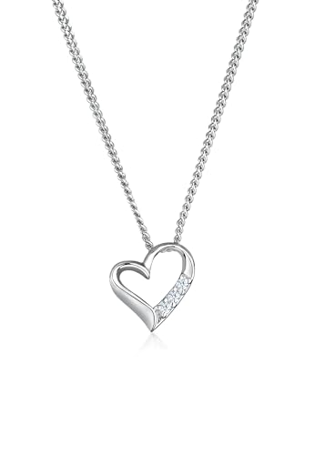 Elli DIAMONDS Halskette Damen mit Herz Anhänger Ewigkeit mit Diamant (0.04 ct.) in 925 Sterling Silber von DIAMORE