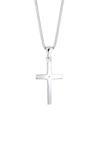 Elli DIAMONDS Halskette Damen mit Anhänger Kreuz und Diamant (0.005 ct.) in 925 Sterling Silber von DIAMORE