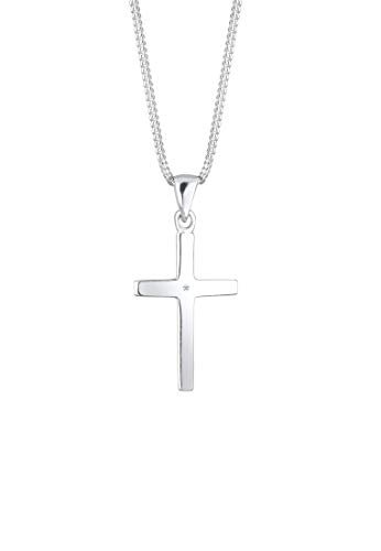 Elli Halskette Damen Kreuz Anhänger Basic mit Diamant (0.005 ct.) in 925 Sterling Silber von DIAMORE