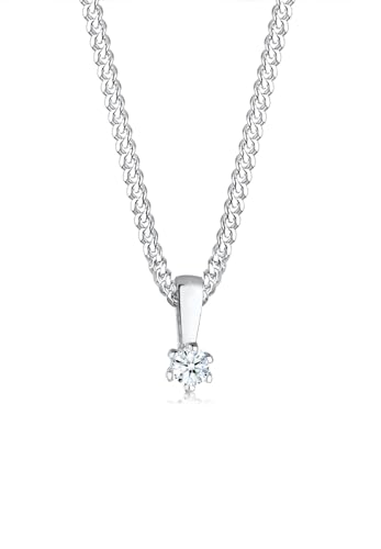 DIAMORE Halskette Damen Kreis Anhänger elegant mit Diamant (0.06 ct.) in 925 Sterling Silber von DIAMORE