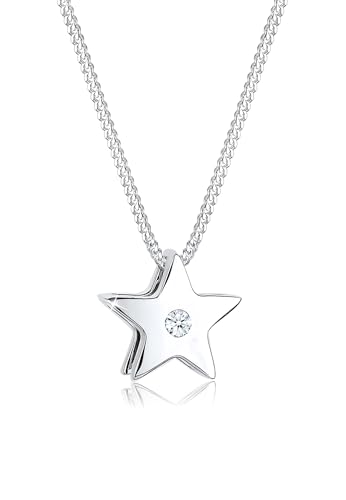 DIAMORE Halskette Damen Astro Stern Anhänger modern mit Diamant (0.03 ct.) in 925 Sterling Silber von DIAMORE