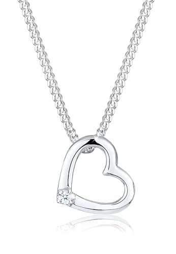 Elli DIAMONDS Halskette Damen Herz Anhänger Liebe Zart mit Diamant (0.015 ct.) in 925 Sterling Silber von DIAMORE