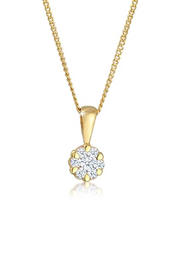 Elli DIAMONDS Halskette Damen mit Anhänger Elegant mit Diamant (0.12 ct.) in in 585 Gelbgold 45 von DIAMORE