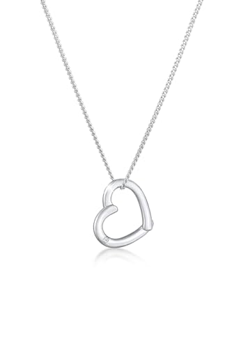 Elli DIAMONDS Halskette Damen Herz Anhänger Liebe Elegant mit Diamant (0.015 ct.) in 925 Sterling Silber von DIAMORE
