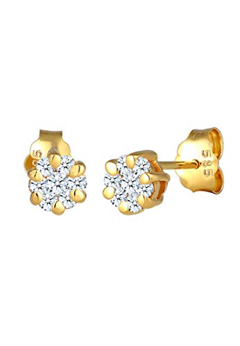 DIAMORE Ohrringe Damen Ohrstecker Blume mit Diamant (0.30 ct.) in 585 Gelbgold von DIAMORE