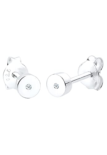 Elli DIAMONDS Ohrringe Damen Ohrstecker Schlicht mit Diamant (0.02 ct) in 925 Sterling Silber von DIAMORE