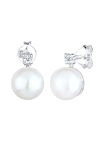 Elli DIAMONDS Earrings Earstuds with Elegant Freshwater Cultured Pearl and Diamond (0.06 ct.) in 925 Sterling Silver von DIAMORE