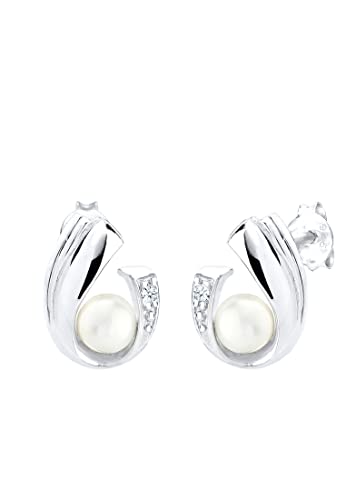 Elli DIAMONDS Earrings Women Classic with Freshwater Cultured Pearl and Diamond (0.03 ct.) in 925 Sterling Silver von DIAMORE