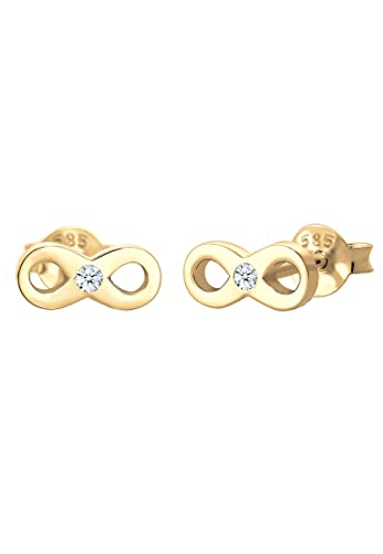 DIAMORE Ohrringe Damen Ohrstecker Infinity Liebe mit Diamant (0.04 ct) in 585 Gelbgold von DIAMORE