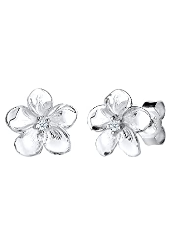 DIAMORE Ohrringe Damen Frangipani Blüte Diamant Blume Blüte in 925 Sterling Silber von DIAMORE