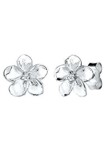Elli DIAMONDS Earrings Women Frangipani Blossom Floral with Diamond (0,03ct) in 925 Sterling Silver von DIAMORE
