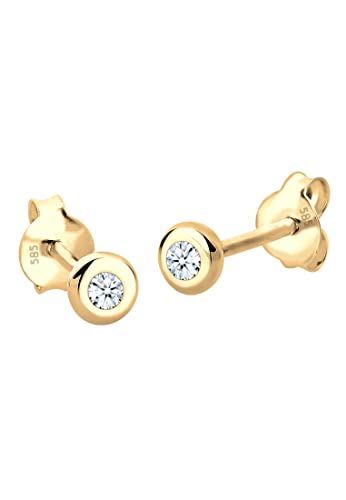 DIAMORE Ohrringe Damen Ohrstecker Basic Elegant Klassisch mit Diamant in 585 Gelbgold von DIAMORE