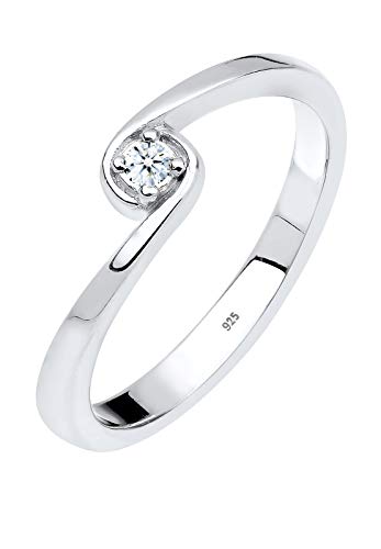 Elli DIAMONDS Ring Women Solitaire Engagement with Diamond (0.03 ct.) in 925 Sterling Silver von DIAMORE