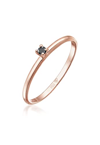 DIAMORE Ring Damen Solitär Schwarzer mit Diamant (0.02 ct) in 750 Roségold von DIAMORE